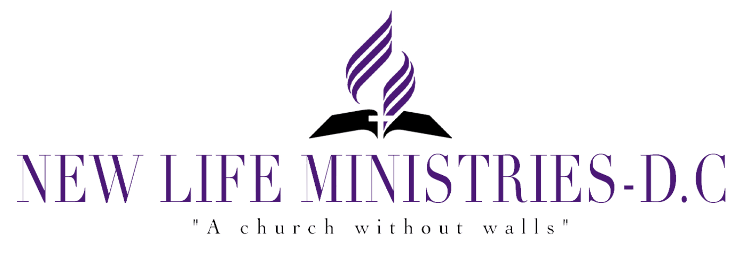 A purple and white logo for the life ministry.